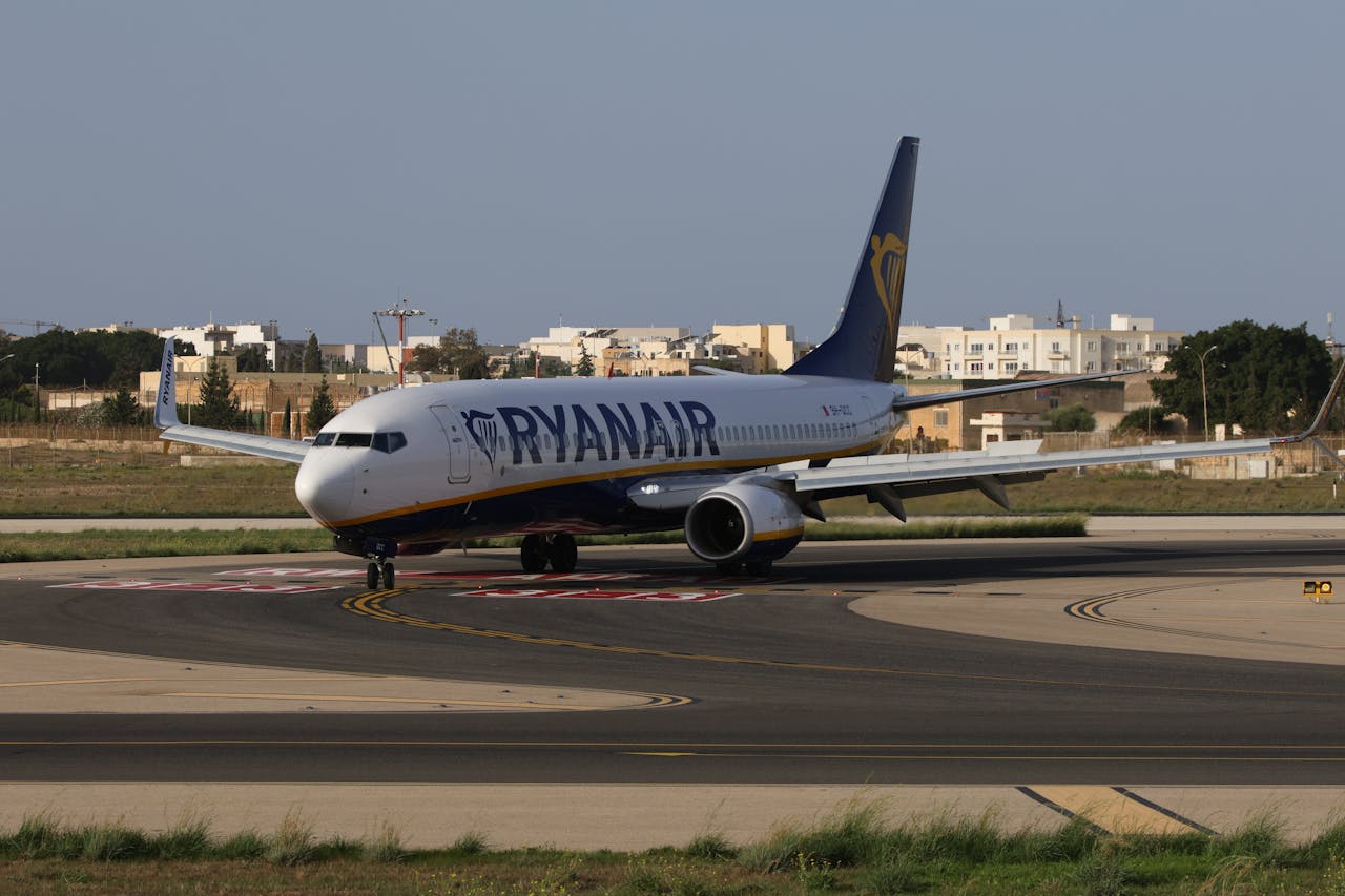 Ryanair plane on runway at airport